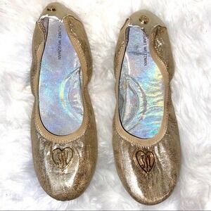 Stuart Weitzman Rose Ballet Gold Flats 5 ~